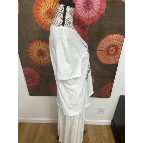 Lauren Ralph Lauren White Short Sleeve Tee W/Gold Peacock Classic Americana XL - Picture 2 of 7